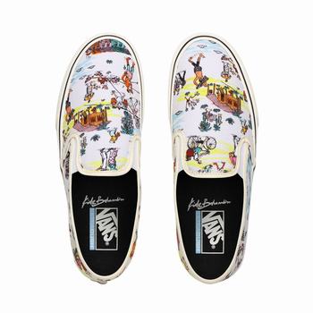 Panske Surf Topanky Vans Kide Slip-On Biele VA61AGPUT